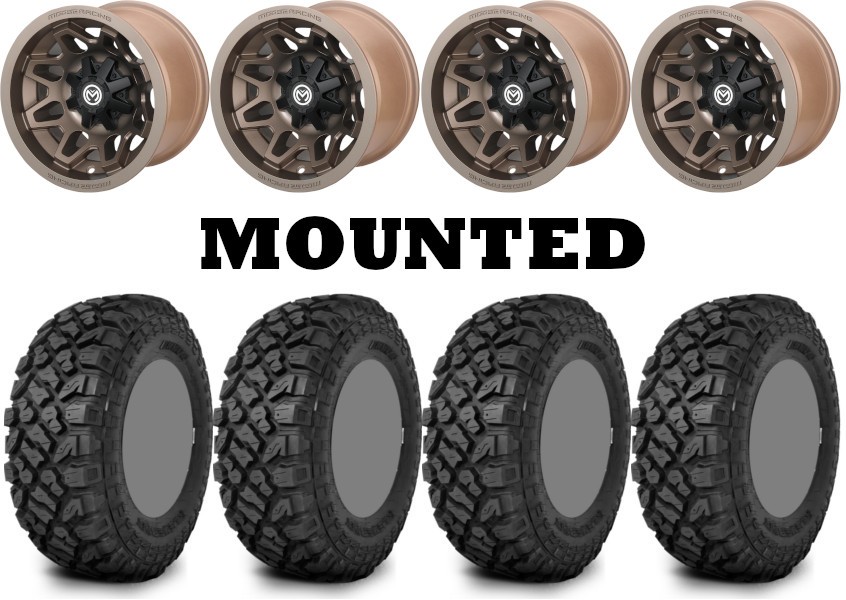 Kit 4 Kenda Klever XT Tires 30×10-14 on Moose 416X Bronze Wheels 550