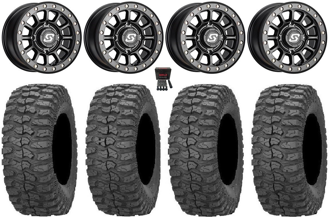 Sedona Sano Bdlk 15×6 Wheels Bk 32″ Rock-A-Billy Tires Pioneer 1000 / Talon