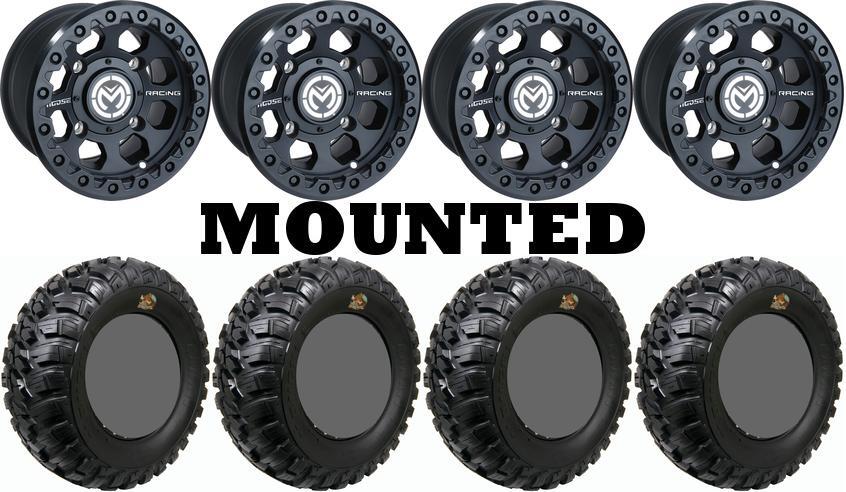 Kit 4 GBC Kanati Mongrel Tires 26×10-12 on Moose 23X Matte Black Wheels 550