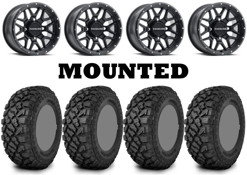 Kit 4 Kenda Klever XT Tires 30×10-14 on Raceline Krank Matte Black Wheels 1KXP
