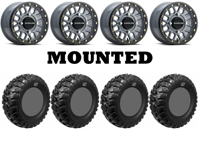 Kit 4 GBC Kanati Mongrel 28×10-15 on Raceline Podium Beadlock Gray Narrow FXT