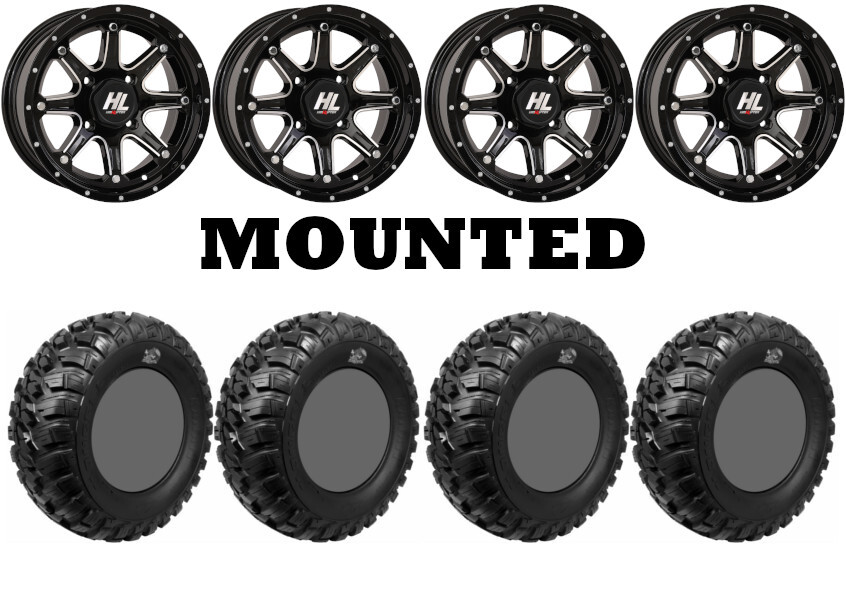 Kit 4 GBC Kanati Mongrel Tires 26×10-12 on High Lifter HL4 Black Wheels 550