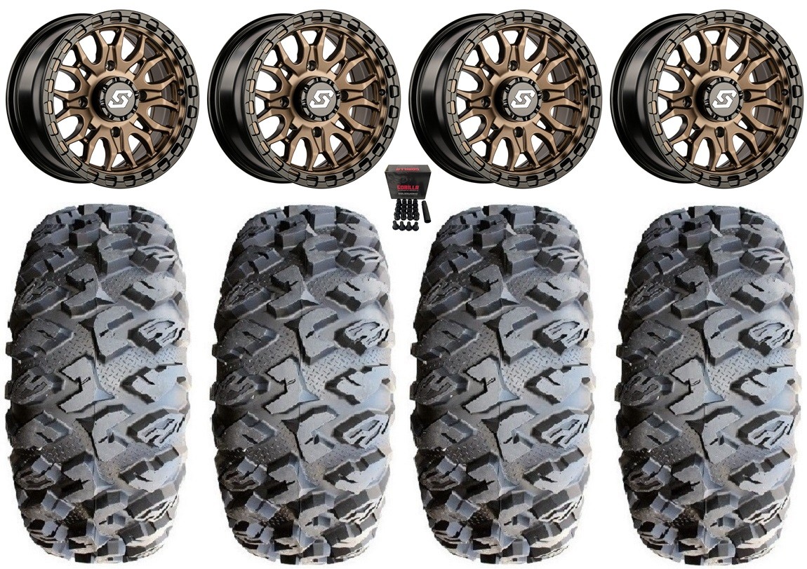 Sedona Ignition 14″ Wheels Bronze/Black 28″ MotoClaw Tires Polaris RZR