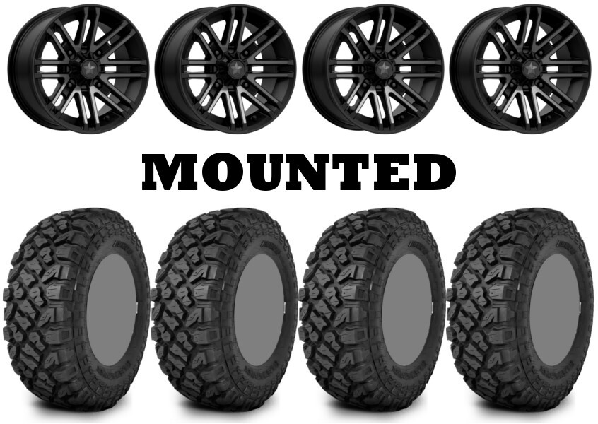 Kit 4 Kenda Klever XT Tires 28×10-14 on MSA M40 Rogue Machined Wheels 1KXP