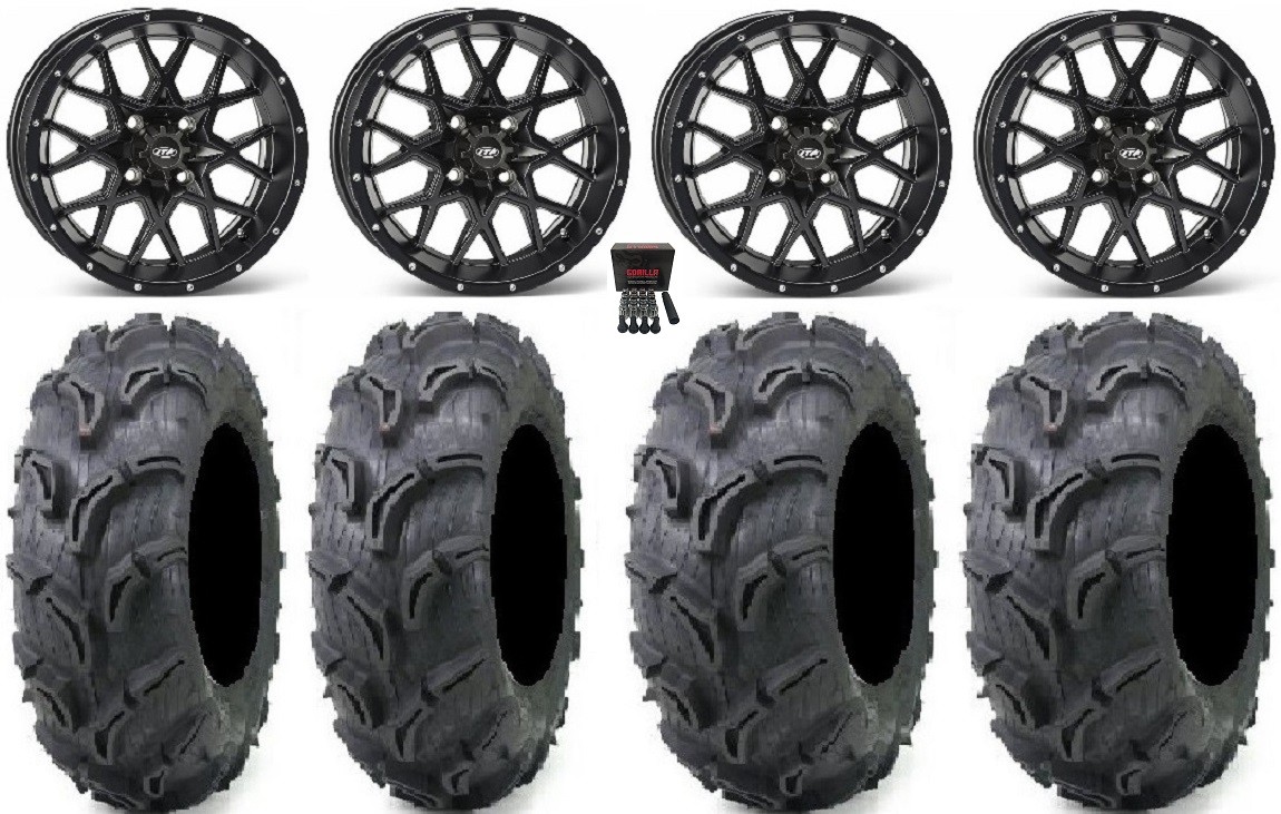 ITP Hurricane 12″ Wheels Black 27″ Zilla Tires Suzuki KingQuad