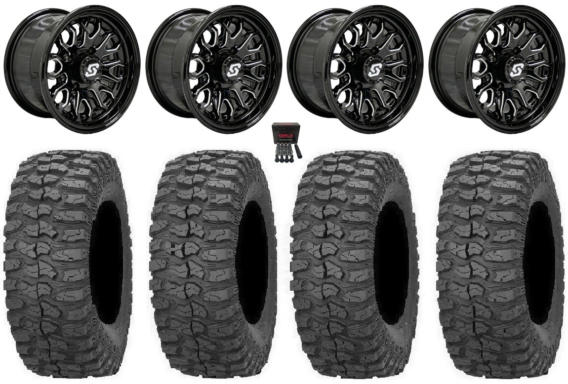 Sedona Onyx 15″ Wheels Black 32″ Rock-A-Billy Tires Can-Am Renegade Outlander