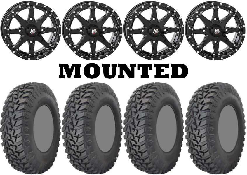 Kit 4 GBC Kanati Mongrel SQ Tires 31×10-14 on High Lifter HL10 Black Wheels 1KXP