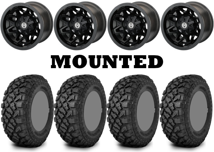 Kit 4 Kenda Klever XT Tires 32×10-15 on Moose 416X Matte Black Wheels VIK