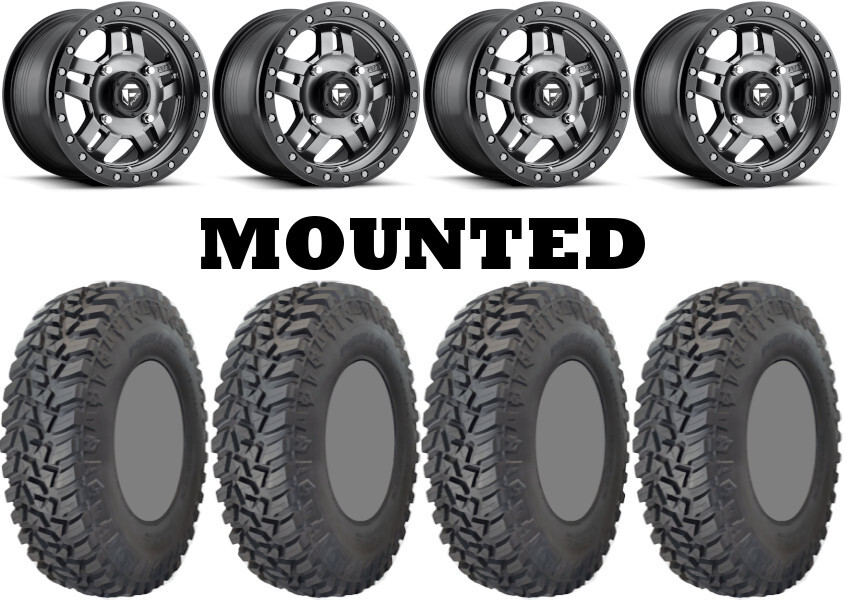 Kit 4 GBC Kanati Mongrel SQ Tires 30×10-14 on Fuel Anza Gray D558 Wheels 1KXP