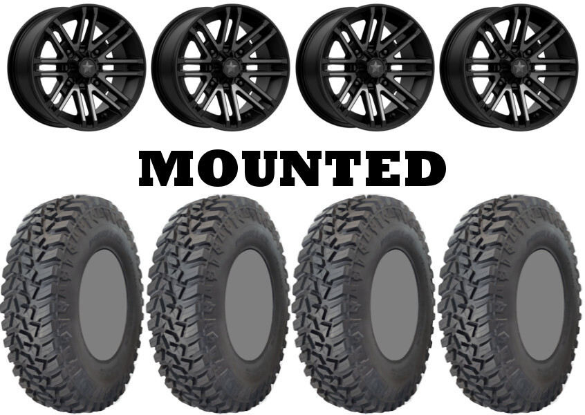 Kit 4 GBC Kanati Mongrel SQ Tires 30×10-14 on MSA M40 Rogue Machined Wheels 550