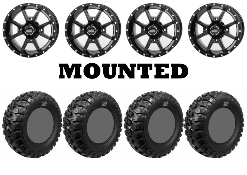 Kit 4 GBC Kanati Mongrel Tires 30×10-14 on Frontline 556 Black Wheels 550