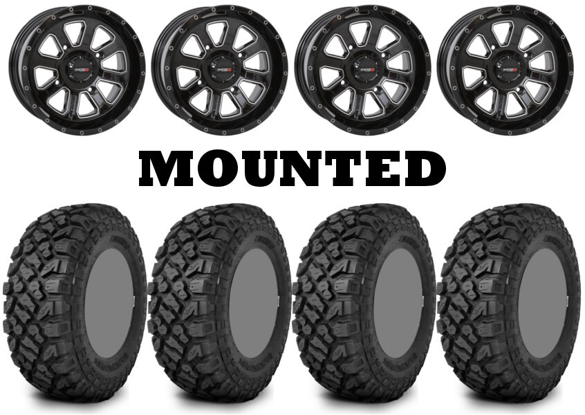 Kit 4 Kenda Klever XT Tires 28×10-14 on System 3 ST-4 Gloss Black Wheels 1KXP