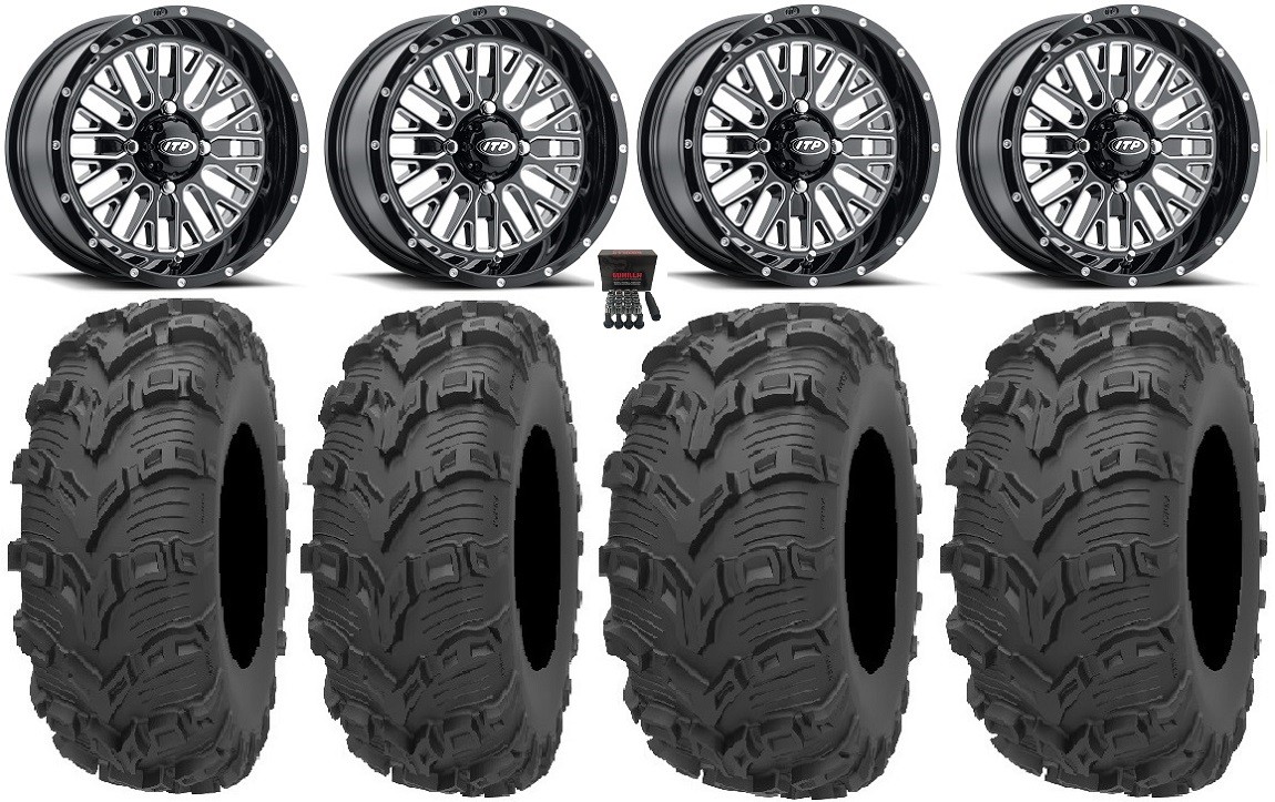 ITP Momentum 14″ Wheels Milled 26″ Bear Claw EVO Tires Yamaha Grizzly Rhino