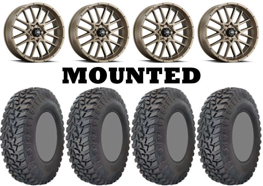 Kit 4 GBC Kanati Mongrel SQ Tires 33×10-15 on ITP Hurricane Bronze Wheels 1KXP