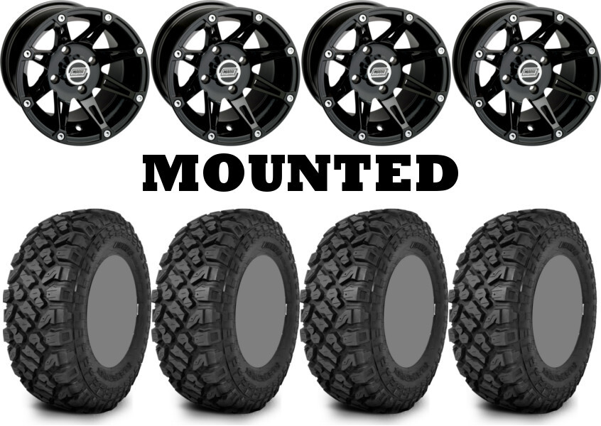 Kit 4 Kenda Klever XT Tires 30×10-14 on Moose 387X Black Wheels CAN