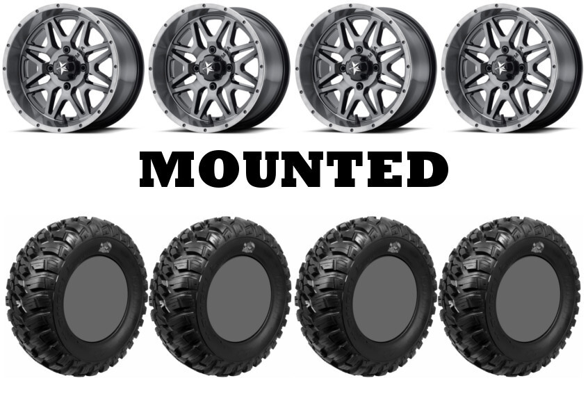Kit 4 GBC Kanati Mongrel Tires 28×10-14 on MSA M26 Vibe Machined Wheels CAN