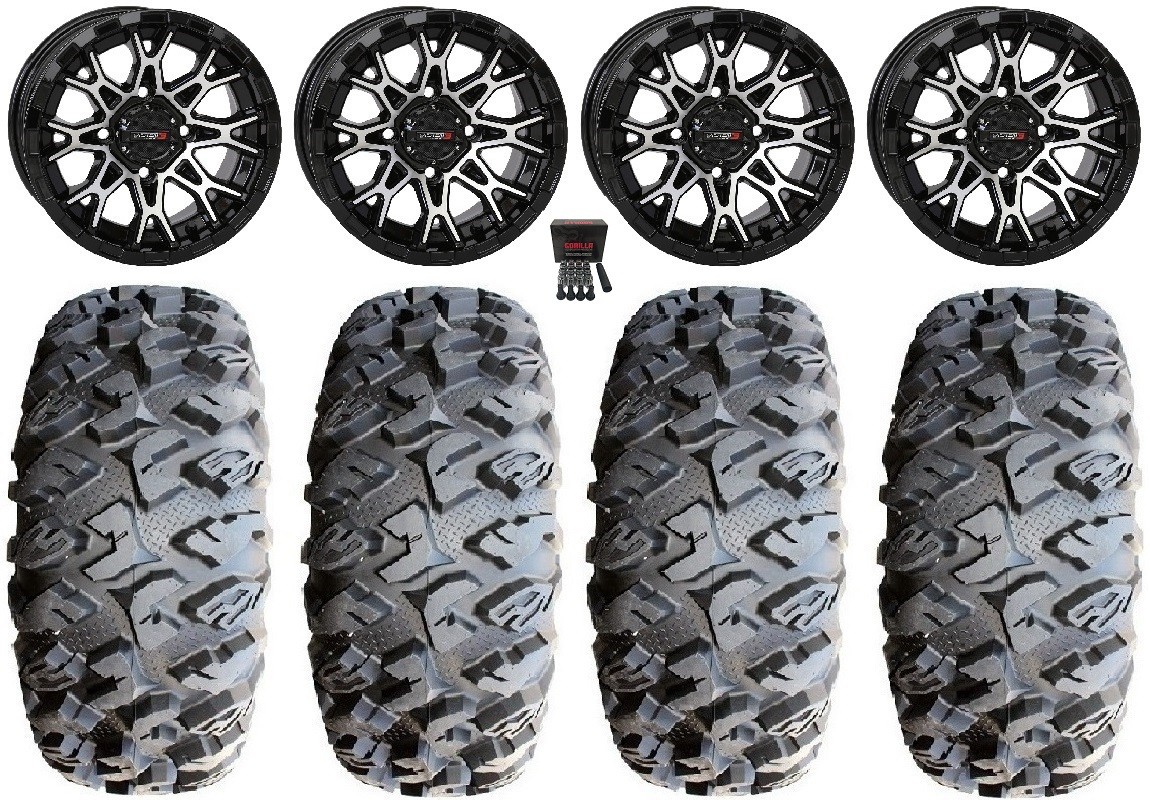 System 3 ST-6 14″ Wheels Black 27″ MotoClaw Tires Textron Wildcat XX