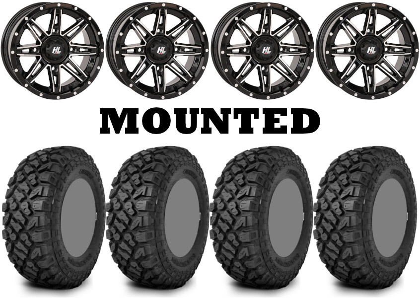 Kit 4 Kenda Klever XT Tires 28×10-14 on High Lifter HL22 Machined Wheels 1KXP