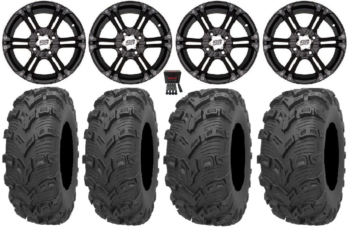 ITP SS212 14″ Wheels Black 26″ Bear Claw EVO Tires Suzuki KingQuad