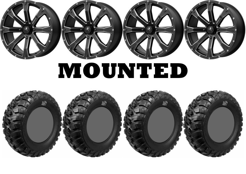 Kit 4 GBC Kanati Mongrel Tires 28×10-15 on MSA M42 Bounty Matte Black Wheels VIK