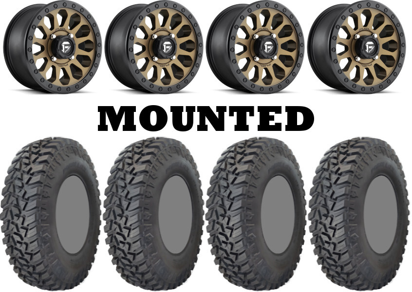 Kit 4 GBC Kanati Mongrel SQ Tires 31×10-15 on Fuel Vector Bronze D600 1KXP