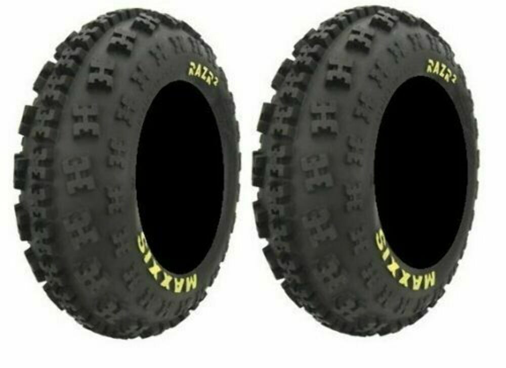 (Pair) 2 Maxxis Razr2 Front ATV Tires 22x7x10 22×7-10 6 ply NO YELLOW LETTERING