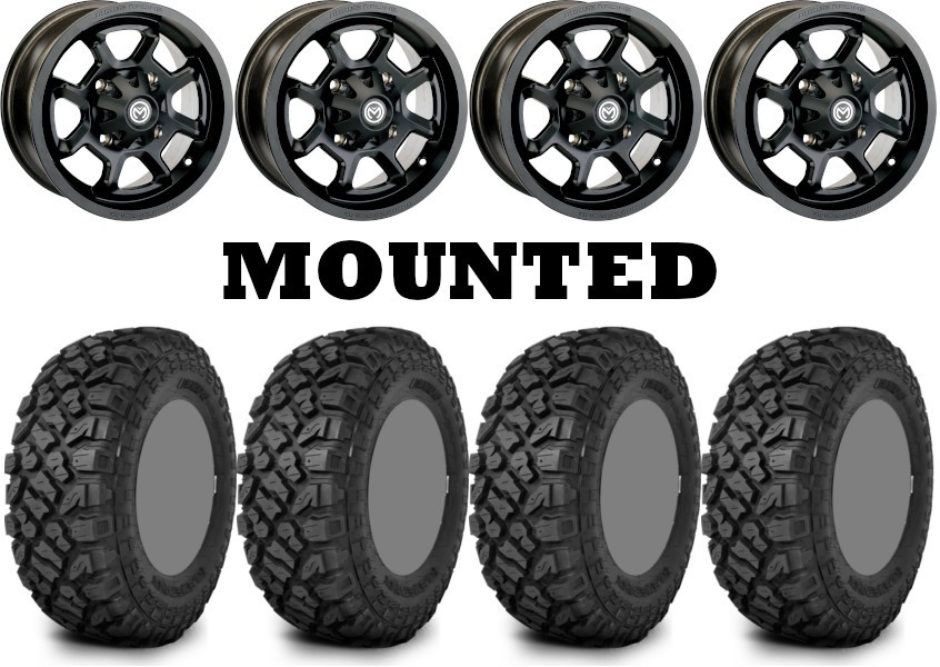Kit 4 Kenda Klever XT Tires 32×10-15 on Moose 415X Matte Black Wheels CAN