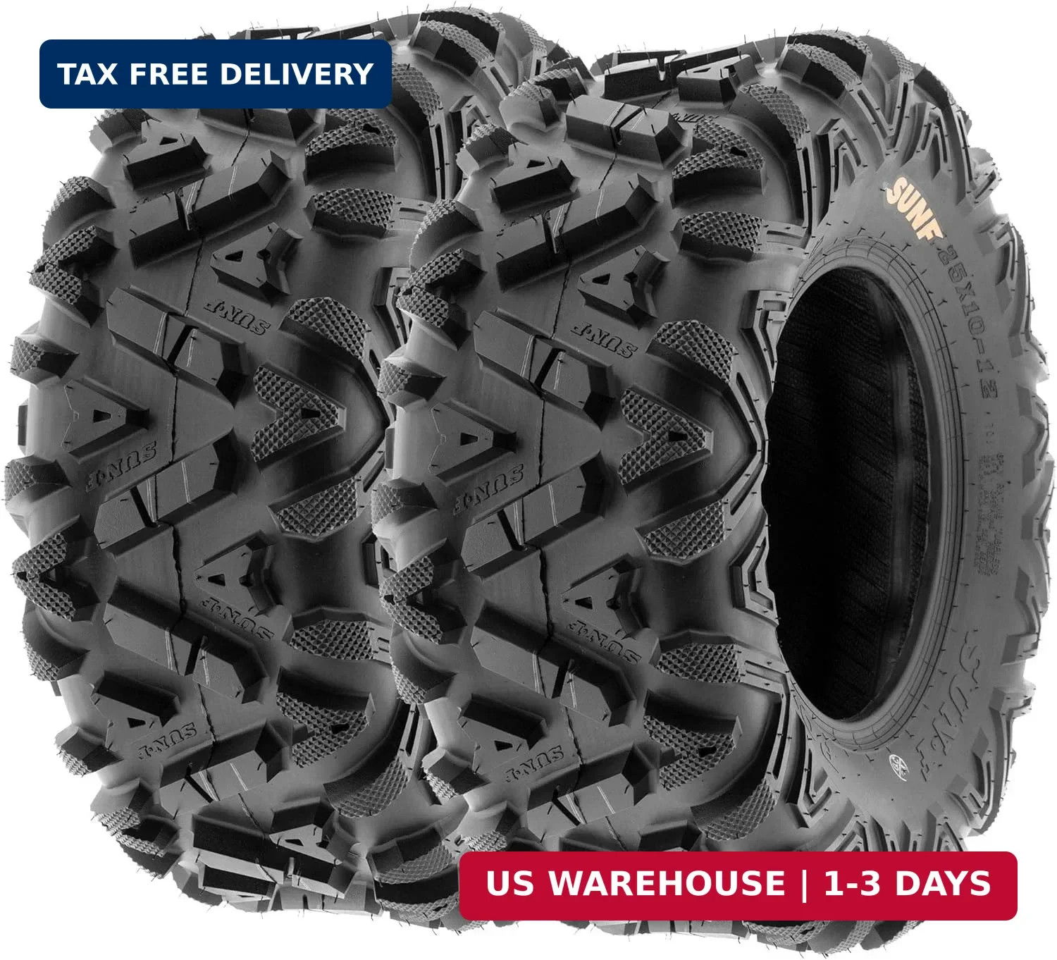 Set of 2 SunF A033 Power.I AT 25×10-12 ATV UTV Off-Road Tires All-Terrain, 6 Ply