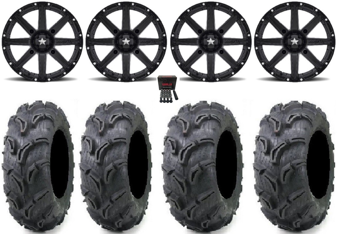 MSA Black Clutch 14″ UTV Wheels 30″ Zilla Tires Polaris RZR Turbo S / RS1