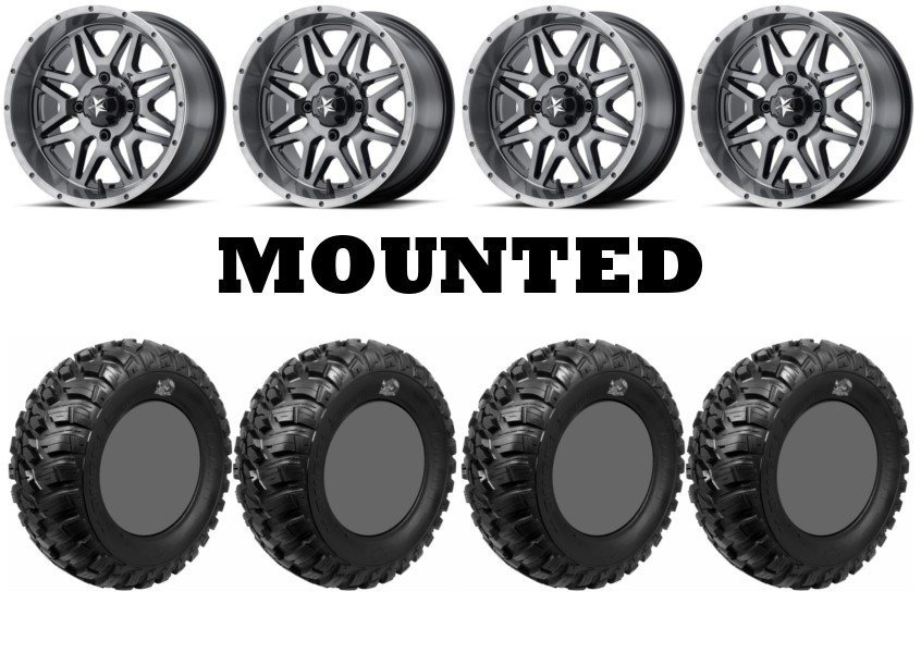 Kit 4 GBC Kanati Mongrel Tires 32×10-14 on MSA M26 Vibe Machined Wheels H700