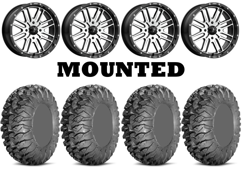 Kit 4 EFX MotoClaw Tires 27×10-14 on MSA M38 Brute Machined Wheels FXT