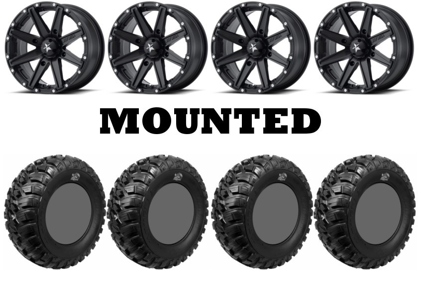 Kit 4 GBC Kanati Mongrel Tires 28×10-14 on MSA M33 Clutch Matte Black Wheels CAN