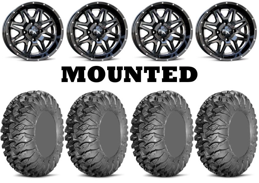 Kit 4 EFX MotoClaw Tires 32×10-14 on MSA M26 Vibe Black Wheels VIK