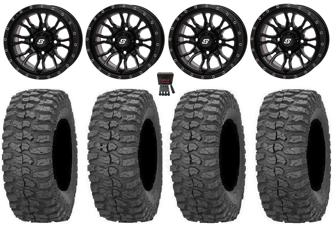 Sedona Fusion 14″ Wheels Black +30mm 28″ Rock-A-Billy Tires Yamaha YXZ (2019+)