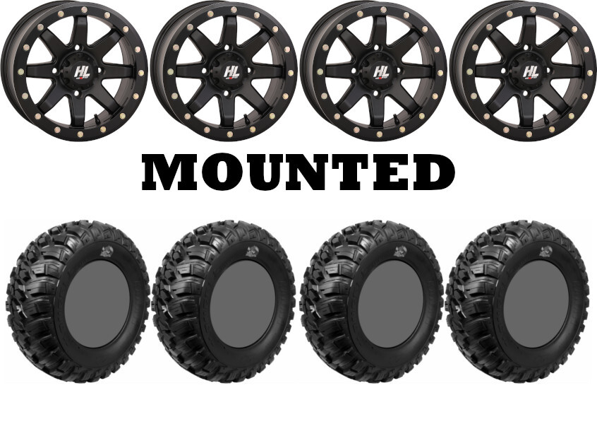 Kit 4 GBC Kanati Mongrel 28×10-14 on High Lifter HL9 Beadlock Matte Black TER