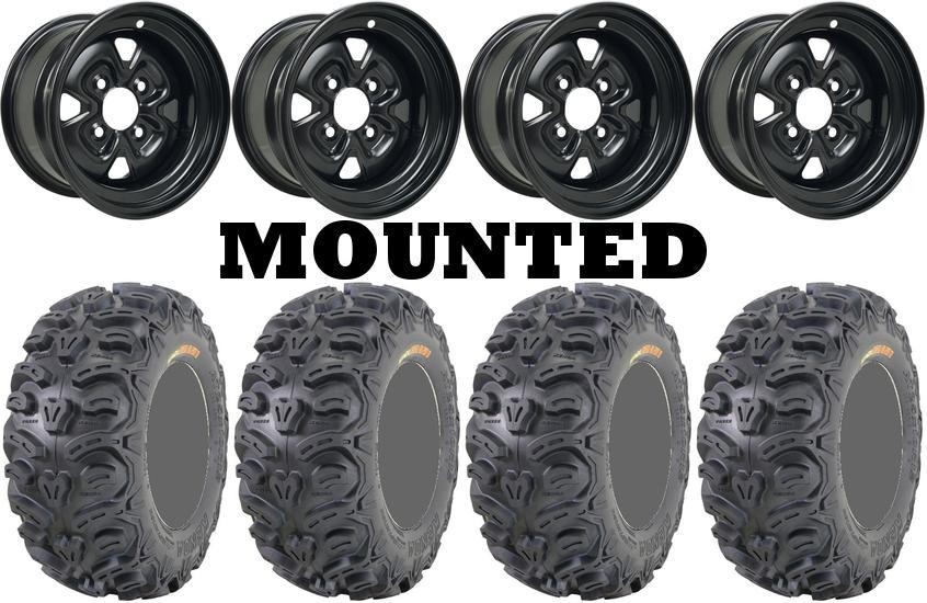 Kit 4 Kenda Bearclaw HTR K587 Tires 25×8-12/25×10-12 on Moose 120X Black SRA