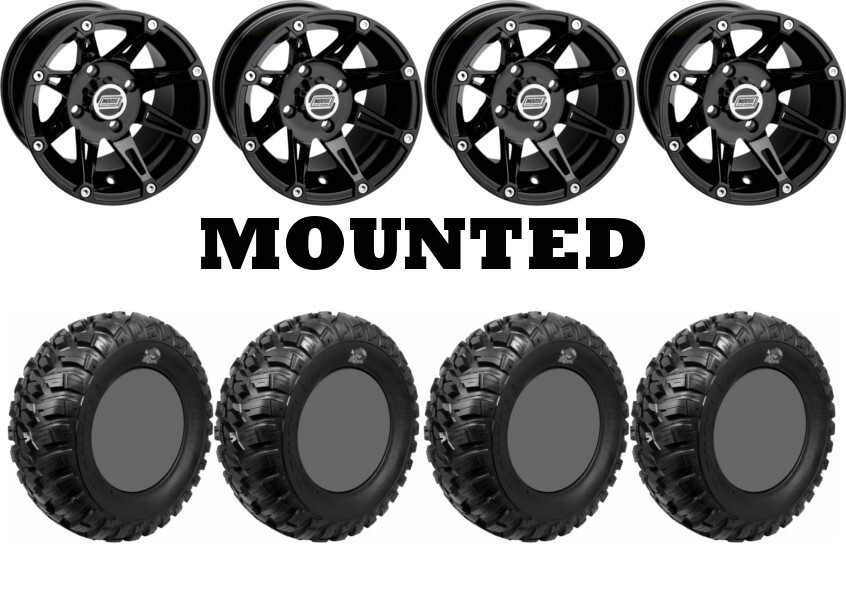Kit 4 GBC Kanati Mongrel Tires 32×10-14 on Moose 387X Black Wheels TER