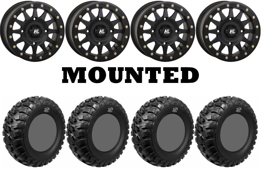 Kit 4 GBC Kanati Mongrel 32×10-14 on High Lifter HLA1 Beadlock Matte Black POL