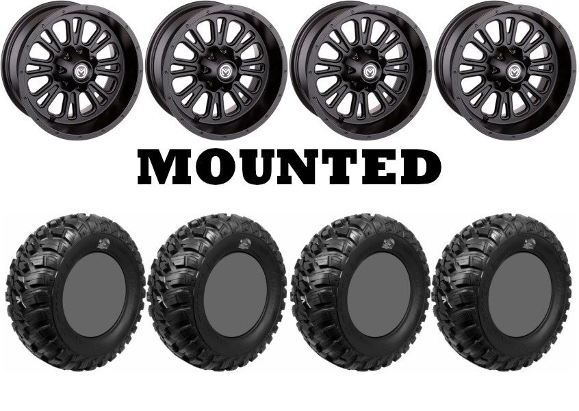 Kit 4 GBC Kanati Mongrel Tires 25×10-12 on Moose 399X Matte Black Wheels CAN