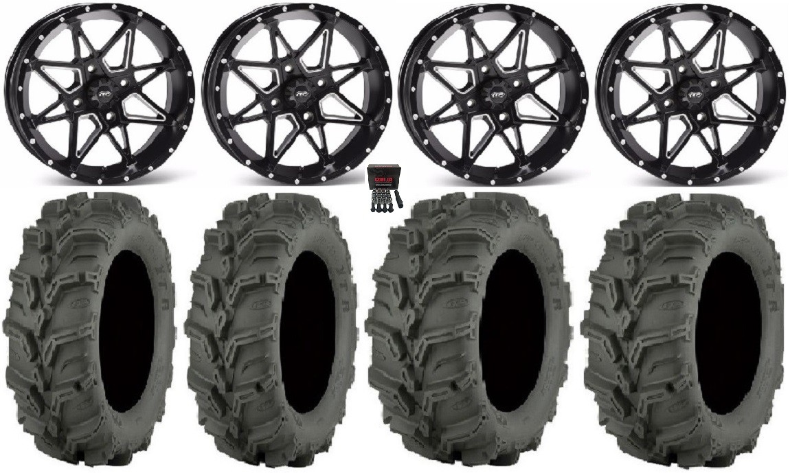 ITP Tornado 14″ Wheels Black 27″ Mud Lite XTR Tires Kawasaki Mule Pro FXT  KRX