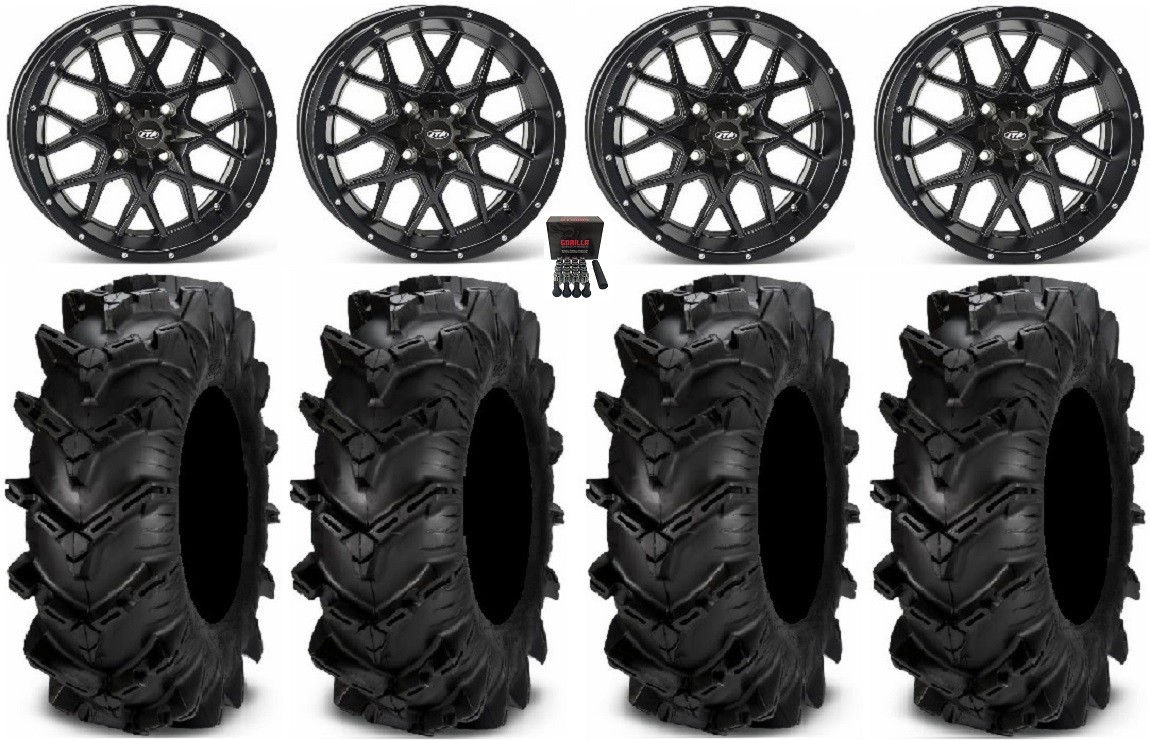 ITP Hurricane 14″ Wheels Black 27″ Cryptid Tires Kawasaki Mule Pro FXT KRX /