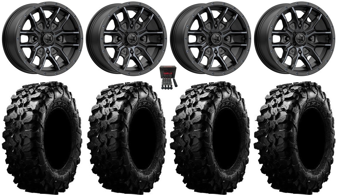 MSA Fang 15″ Wheels Black (+38mm) 31″ Carnivore Tires Honda Pioneer 1000 / Talon