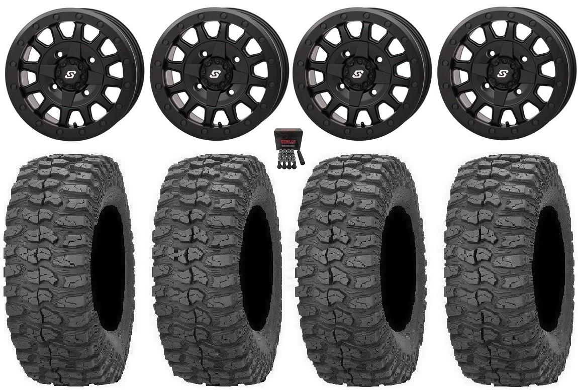 Sedona Adapt Bdlk 14″ Wheels Bk +30mm 32″ Rock-A-Billy Tires Polaris Sportsman