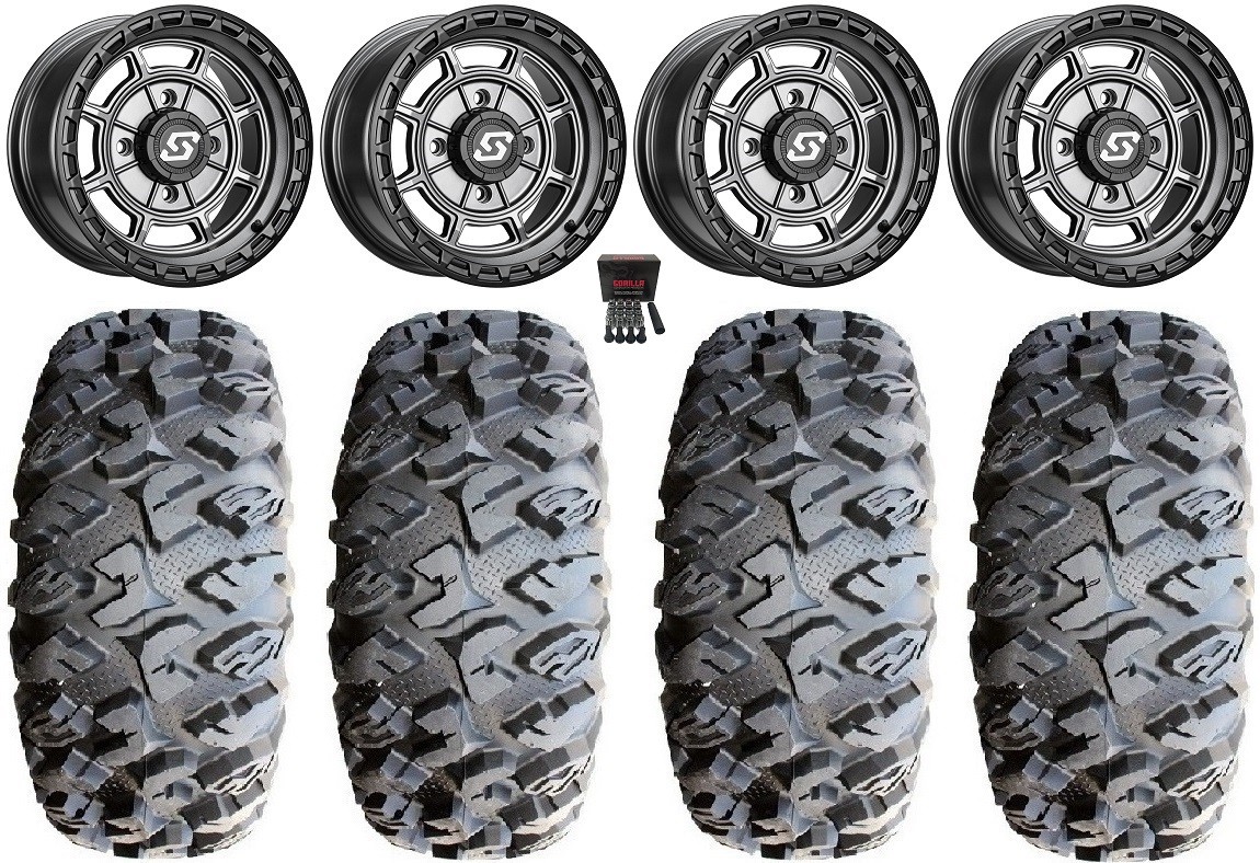 Sedona Rift 15×7 Wheels Grey 28″ MotoClaw Tires Sportsman 550 850 1000