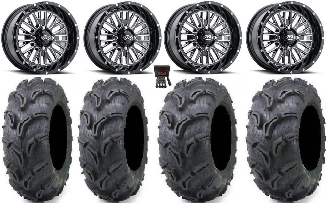 ITP Momentum 14″ Wheels Milled 28″ Zilla Tires Kawasaki Teryx Mule