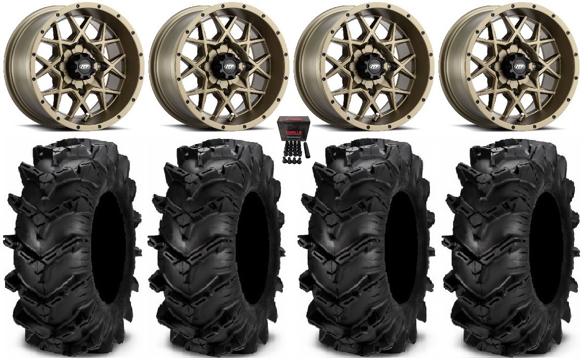 ITP Hurricane 14″ Wheels Bronze 28″ Cryptid Tires Polaris RZR Turbo S / RS1