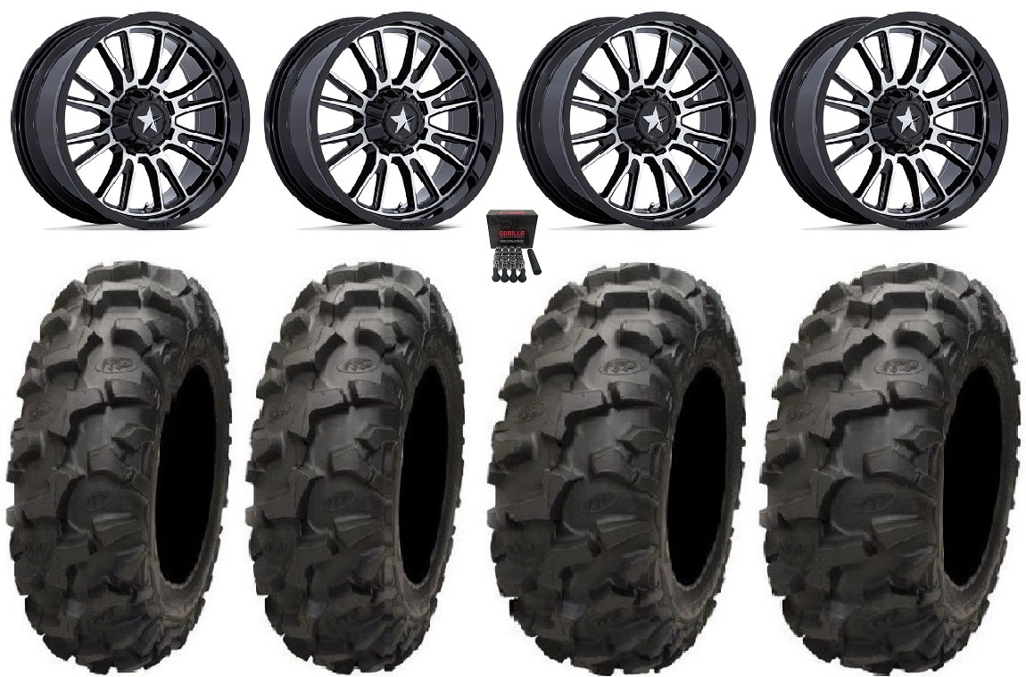 MSA ThunderLips 14″ Wheels Machined 28″ Blackwater Tires Sportsman 550 850 1000