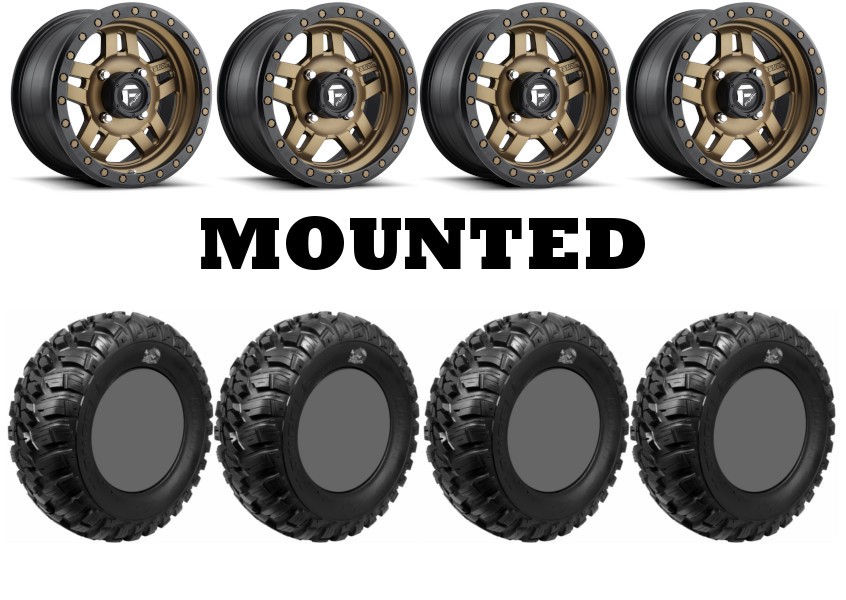 Kit 4 GBC Kanati Mongrel Tires 27×9-14 on Fuel Anza Bronze D583 Wheels 1KXP