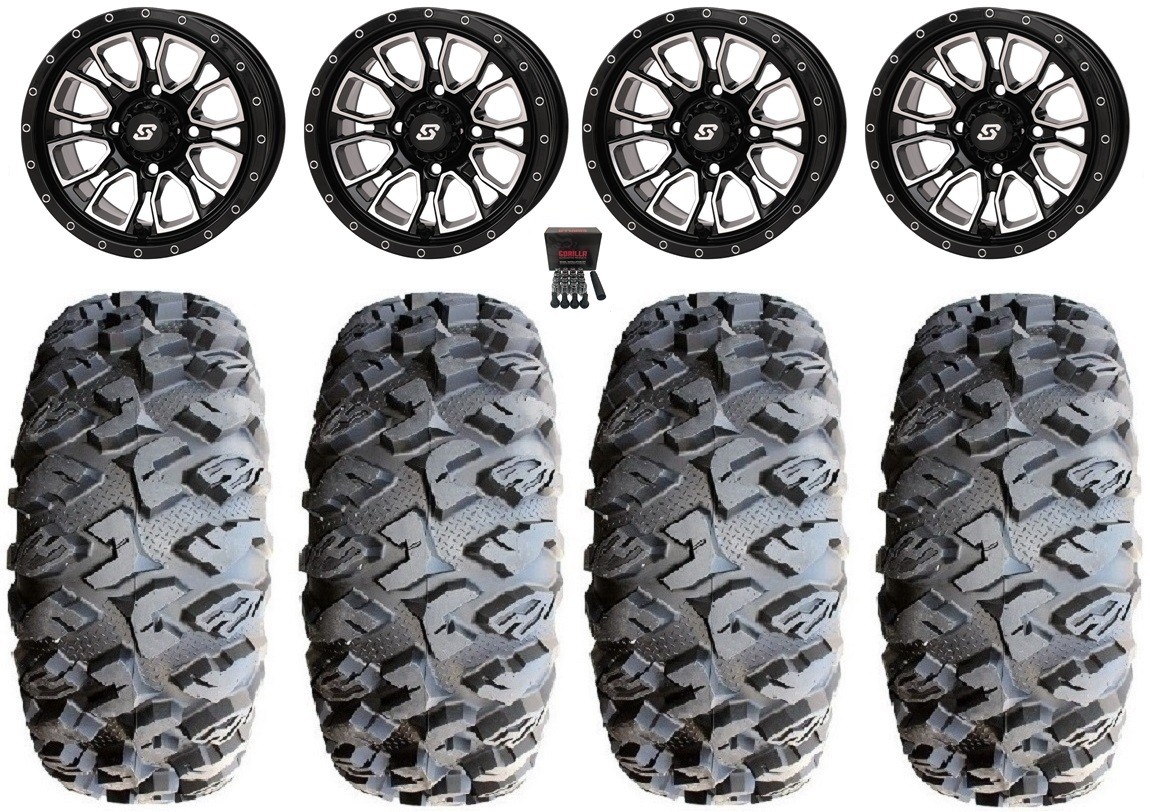 Sedona Fusion 14″ Wheels Machined +30mm 27″MotoClaw Tires Mule Pro FXT  KRX